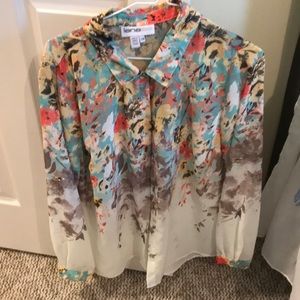 Long sleeve silk blouse